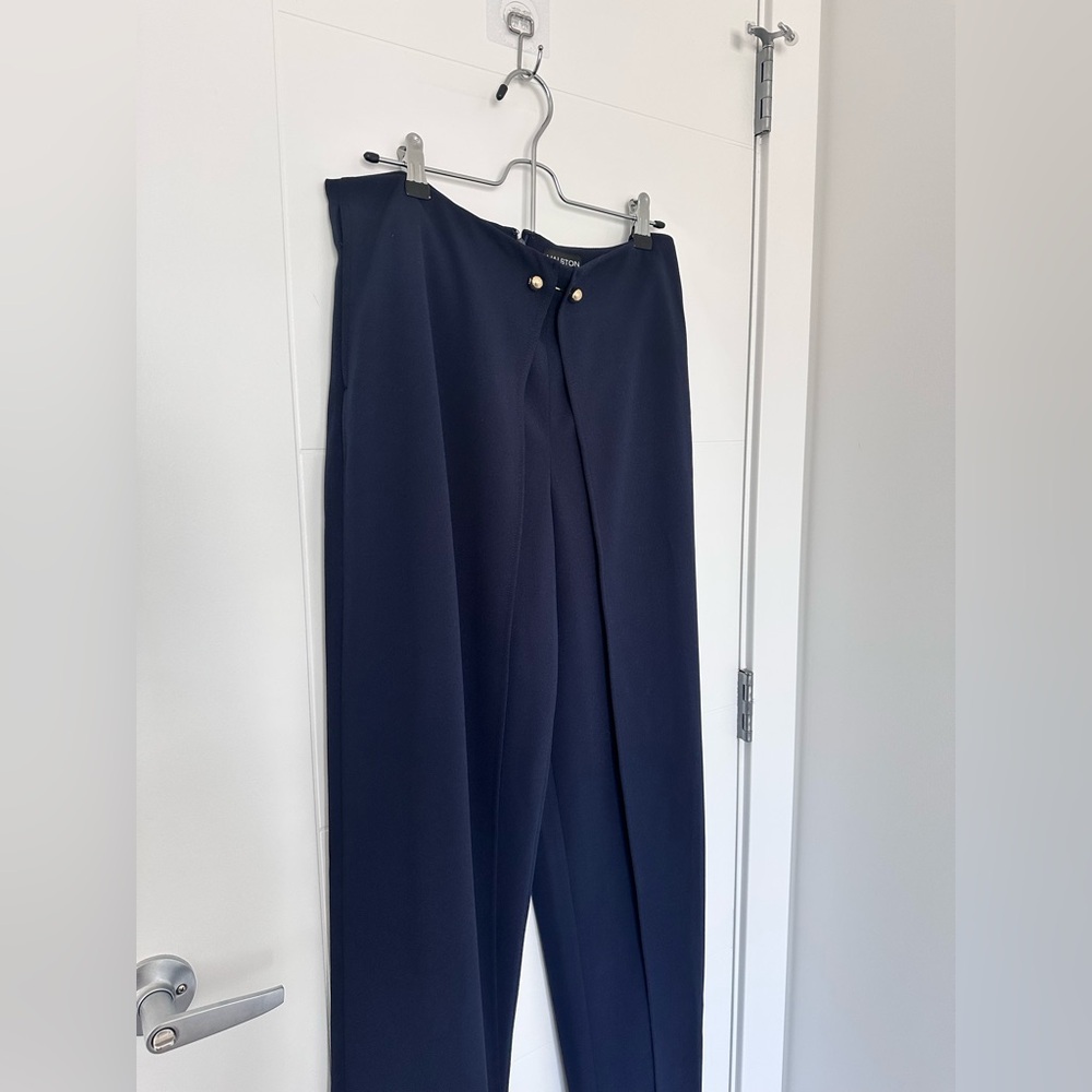 HALSTON Women’s Wide Leg Draped Pants Sz 8 – Wrap Hardware Detail – Flat Front ✨ - Picture 5 of 15